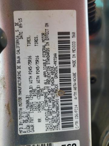 3TMAZ5CN6GM003491 - 2016 TOYOTA TACOMA DOUBLE CAB 银色 照片 12