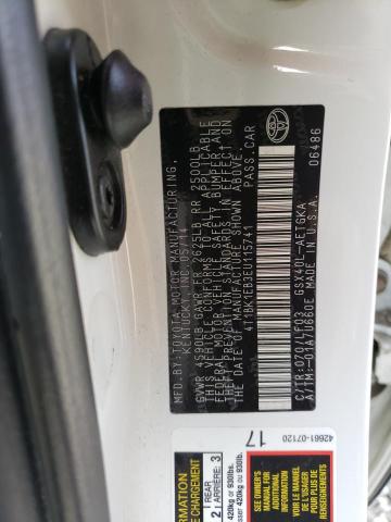 4T1BK1EB3EU115741 - 2014 TOYOTA AVALON BASE 白色 照片 12