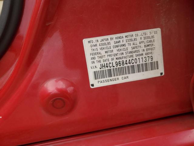 JH4CL96844C011379 - 2004 ACURA TSX RED photo 12