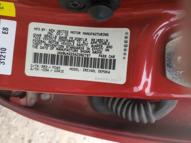 1NXBU4EE5AZ382797 - 2010 TOYOTA COROLLA BASE RED photo 12