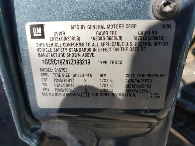 1GCEC19Z47Z198219 - 2007 CHEVROLET SILVERADO C1500 CLASSIC BLUE photo 12