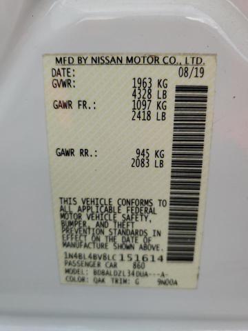 1N4BL4BV8LC151614 - 2020 NISSAN ALTIMA S WHITE photo 12