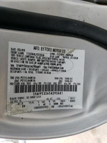 1FAFP53265A292681 - 2005 FORD TAURUS SE SILVER photo 12