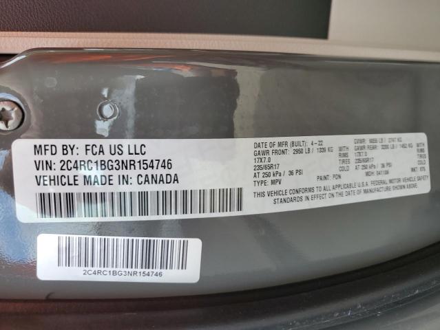 2C4RC1BG3NR154746 - 2022 CHRYSLER PACIFICA TOURING L GRAY photo 13