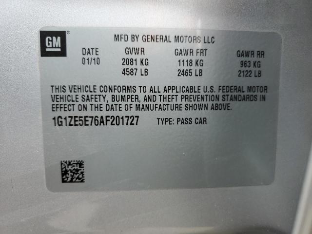 1G1ZE5E76AF201727 - 2010 CHEVROLET MALIBU LTZ ვერცხლისფერი ფოტო 13