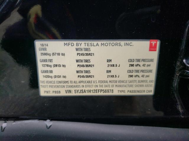 5YJSA1H12EFP56978 - 2014 TESLA MODEL S შავი ფოტო 12