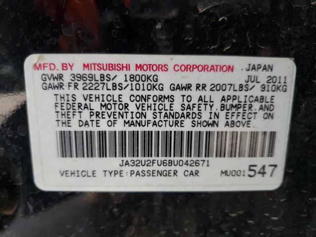 JA32U2FU6BU042671 - 2011 MITSUBISHI LANCER ES/ES SPORT BLACK photo 12