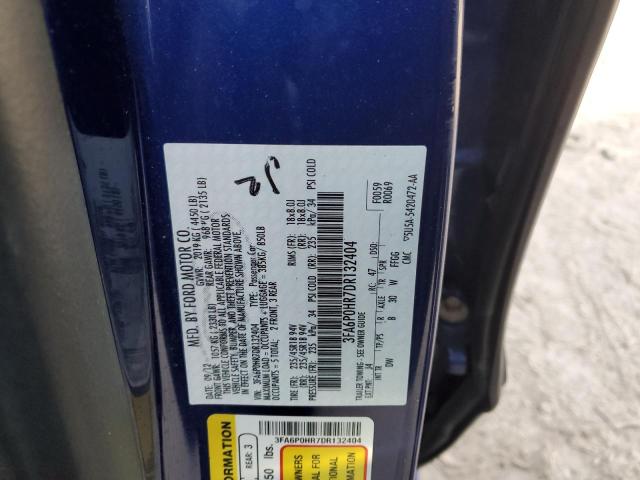 3FA6P0HR7DR132404 - 2013 FORD FUSION SE BLUE photo 12