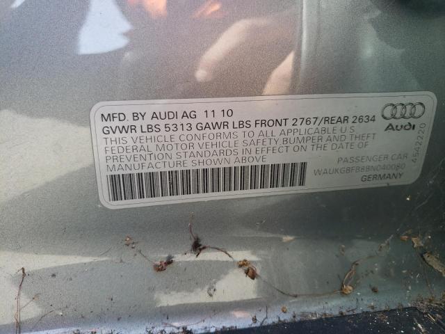 WAUKGBFB8BN040080 - 2011 AUDI A6 PRESTIGE ვერცხლისფერი ფოტო 12