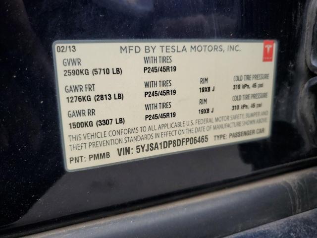 5YJSA1DP8DFP06465 - 2013 TESLA MODEL S Կապույտ լուսանկար 13