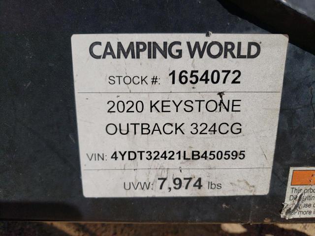 4YDT32421LB450595 - 2020 KEYSTONE OUTBACK WHITE photo 10