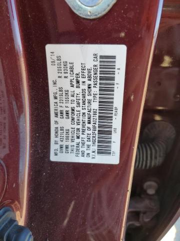 1HGCR2F86FA027882 - 2015 HONDA ACCORD EXL BURGUNDY photo 12