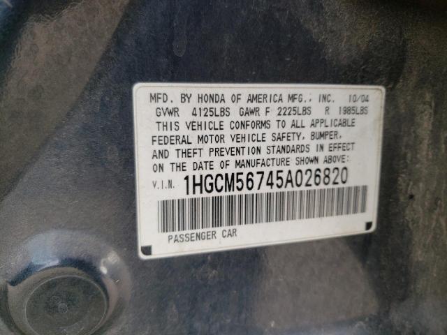 1HGCM56745A026820 - 2005 HONDA ACCORD EX CHARCOAL photo 12