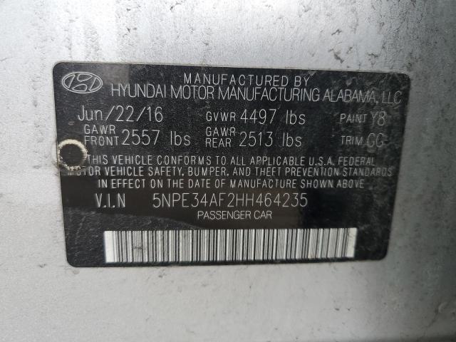 5NPE34AF2HH464235 - 2017 HYUNDAI SONATA SPORT SILVER photo 12