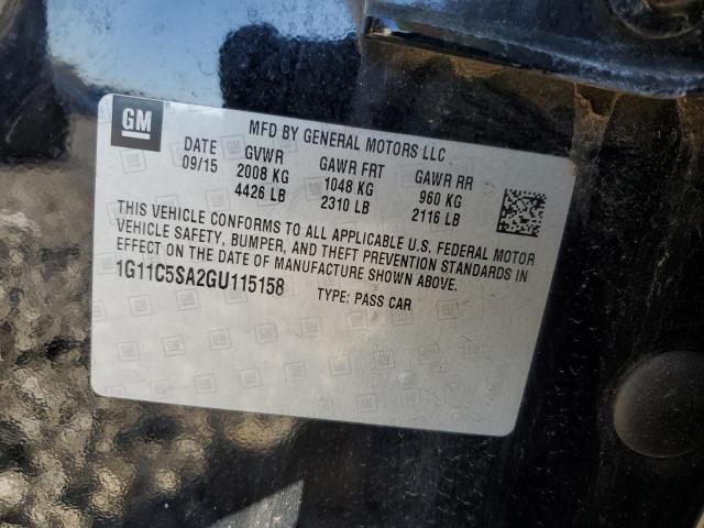 1G11C5SA2GU115158 - 2016 CHEVROLET MALIBU LIM LT Қара фото 12