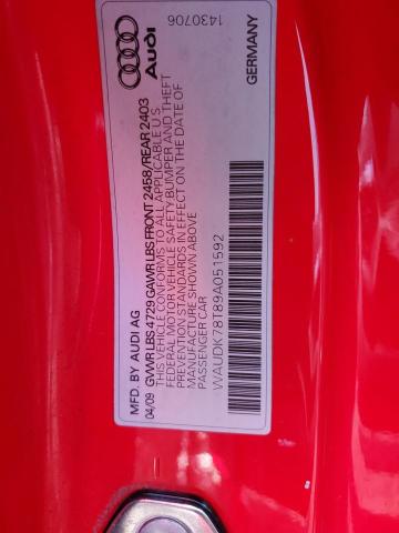 WAUDK78T89A051592 - 2009 AUDI A5 QUATTRO RED photo 12