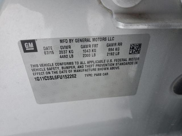 1G11C5SL6FU152262 - 2015 CHEVROLET MALIBU 1LT SILVER photo 12