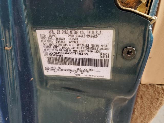 1LNLM81W4VY740349 - 1997 LINCOLN TOWN CAR EXECUTIVE Türkis Foto 12