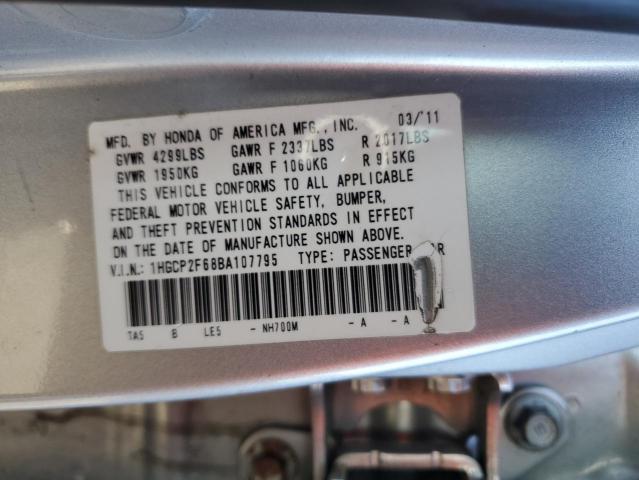 1HGCP2F68BA107795 - 2011 HONDA ACCORD SE GRAY photo 12