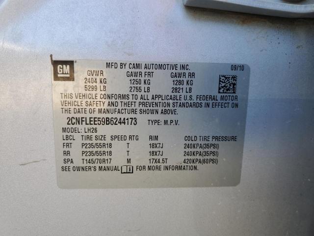 2CNFLEE59B6244173 - 2011 CHEVROLET EQUINOX LT SILVER photo 13