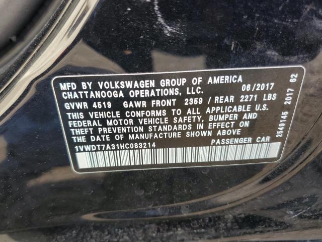 1VWDT7A31HC083214 - 2017 VOLKSWAGEN PASSAT R-LINE შავი ფოტო 12