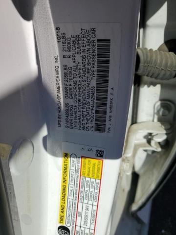 1HGCV1F45JA254556 - 2018 HONDA ACCORD EX WHITE photo 12