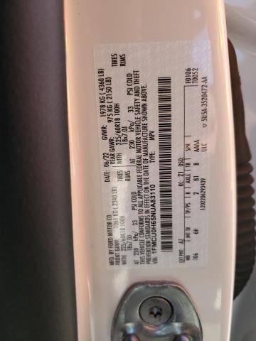 1FMCU0H65NUA83110 - 2022 FORD ESCAPE SEL WHITE photo 14