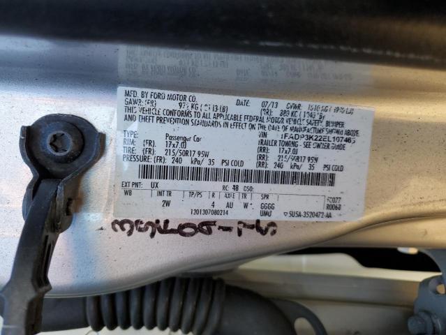 1FADP3K22EL107463 - 2014 FORD FOCUS SE SILVER photo 12