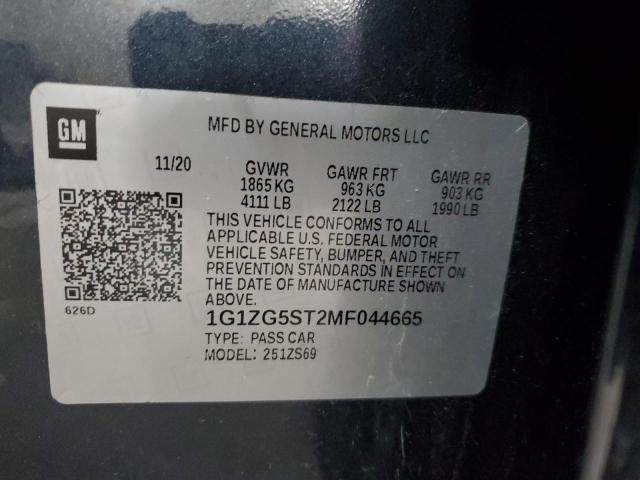 1G1ZG5ST2MF044665 - 2021 CHEVROLET MALIBU RS ლურჯი ფოტო 13