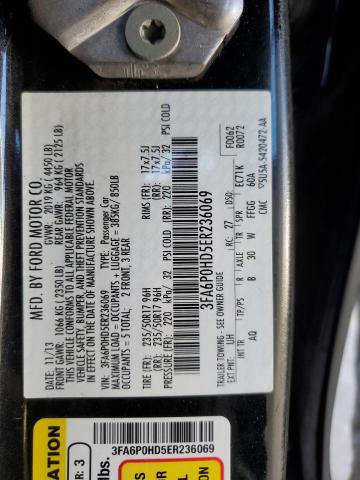 3FA6P0HD5ER236069 - 2014 FORD FUSION SE BLACK photo 13