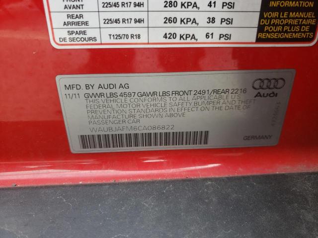 WAUBJAFM6CA086822 - 2012 AUDI A3 PREMIUM RED photo 12