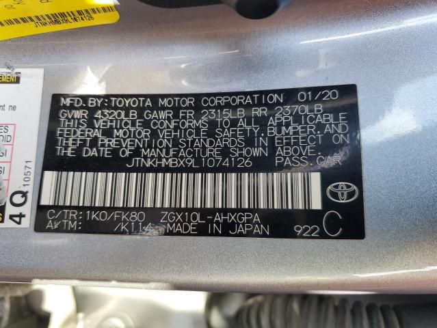 JTNKHMBX9L1074126 - 2020 TOYOTA C-HR XLE SILVER photo 13