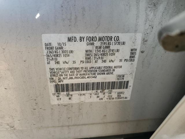 2LMTJ8LR0GBL40342 - 2016 LINCOLN MKX RESERVE 银色 照片 13