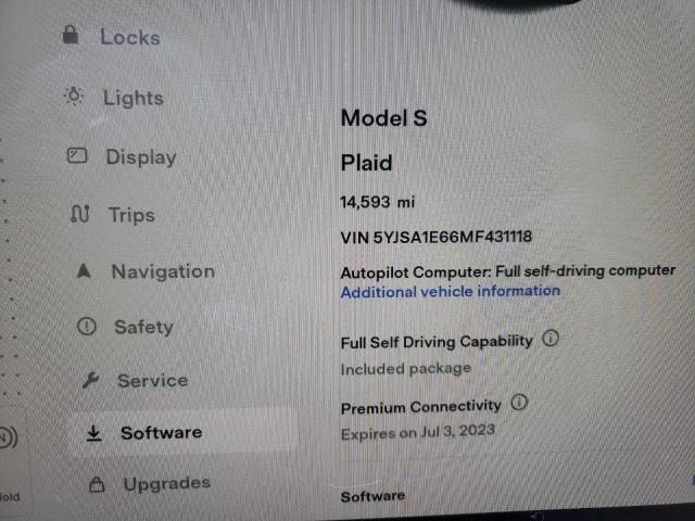 5YJSA1E66MF431118 - 2021 TESLA MODEL S Սպիտակ լուսանկար 9