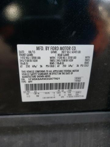 1FM5K8AR4GGA77821 - 2016 FORD EXPLORER POLICE INTERCEPTOR Սև լուսանկար 12