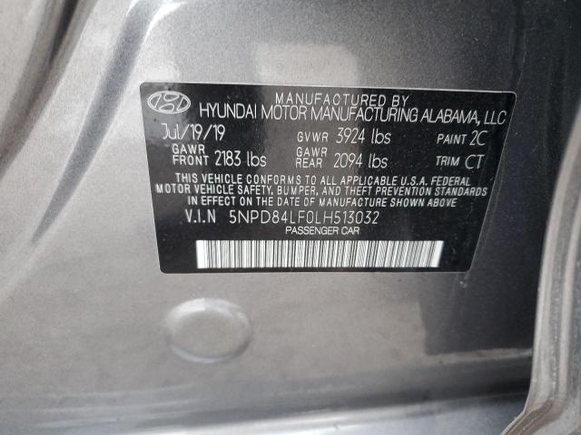 5NPD84LF0LH513032 - 2020 HYUNDAI ELANTRA SEL GRAY photo 13