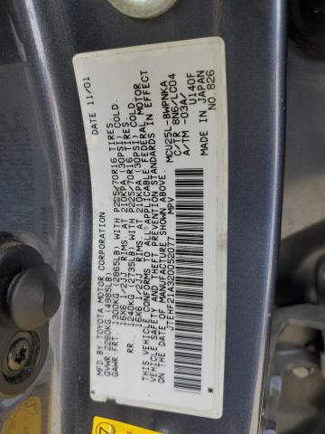 JTEHF21A320052077 - 2002 TOYOTA HIGHLANDER LIMITED BLUE photo 12