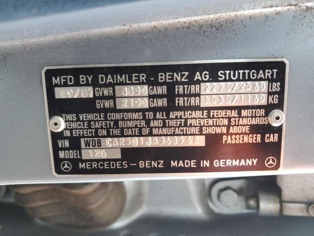 WDBCA25D1JA368568 - 1988 MERCEDES-BENZ 300 SEL BLUE photo 12