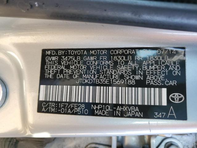 JTDKDTB35E1569188 - 2014 TOYOTA PRIUS C GRAY photo 13