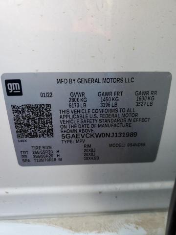 5GAEVCKW0NJ131989 - 2022 BUICK ENCLAVE AVENIR WHITE photo 12