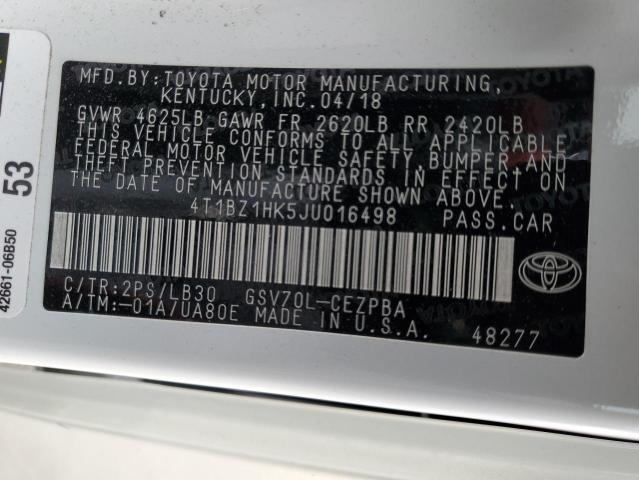 4T1BZ1HK5JU016498 - 2018 TOYOTA CAMRY XSE WHITE photo 13