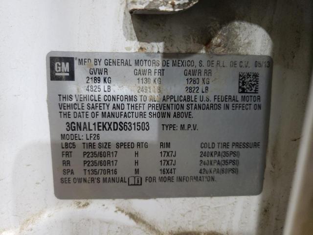 3GNAL1EKXDS631503 - 2013 CHEVROLET CAPTIVA LS 白色 照片 13
