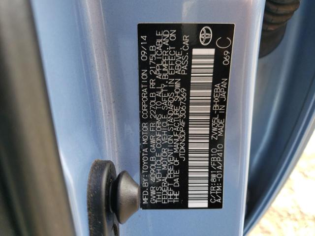 JTDKN3DP4F3067369 - 2015 TOYOTA PRIUS PLUG BLUE photo 12