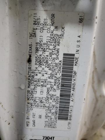 5TFUU4EN0BX019269 - 2011 TOYOTA TACOMA ACCESS CAB თეთრი ფოტო 12