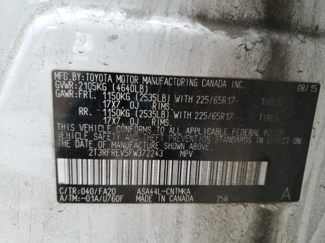 2T3RFREV5FW372243 - 2015 TOYOTA RAV4 XLE Weiß Foto 13