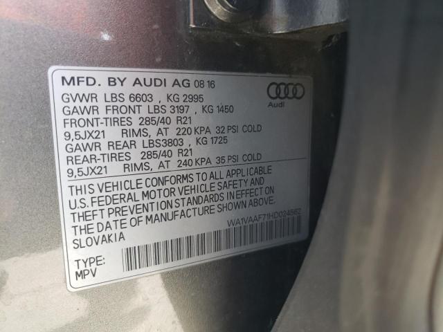 WA1VAAF71HD024562 - 2017 AUDI Q7 PRESTIGE GRAY photo 13