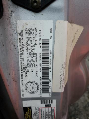 5TEUU42N37Z403826 - 2007 TOYOTA TACOMA ACCESS CAB ვერცხლისფერი ფოტო 12