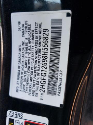 2HGFG12698H556829 - 2008 HONDA CIVIC LX BLACK photo 13