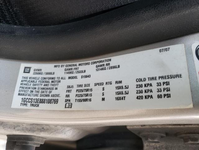 1GCCS13E888108769 - 2008 CHEVROLET COLORADO SILVER photo 12