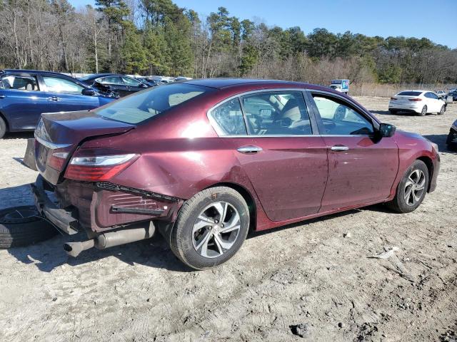 1HGCR2F30GA205503 - 2016 HONDA ACCORD LX BURGUNDY photo 3